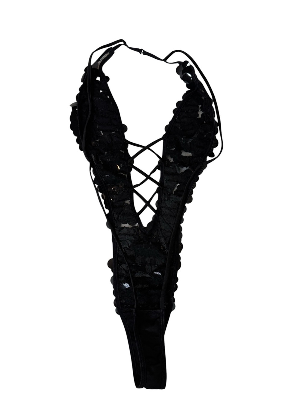 Fredericks of Hollywood Black Sequined Bodysuit Size M